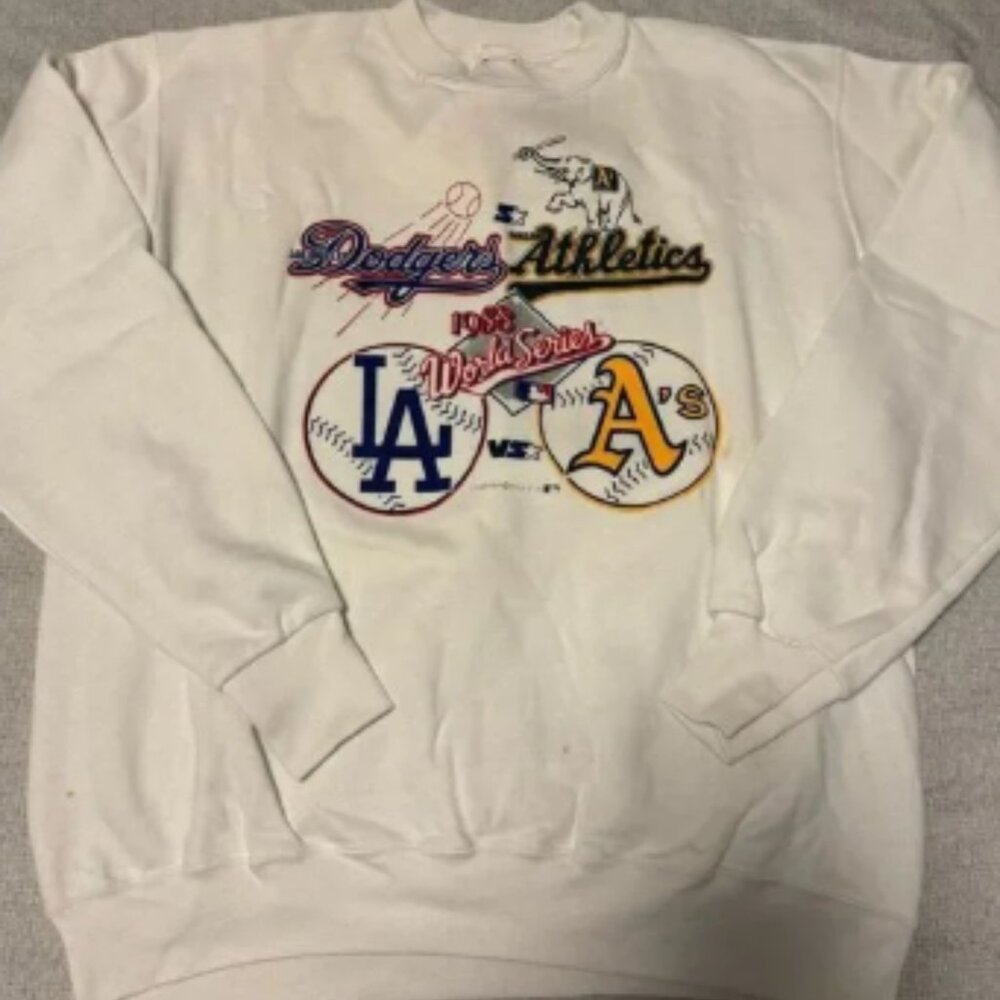 Oakland A’s LA Dodgers Size XL 1988 World Series Vintage Crewneck Starter New